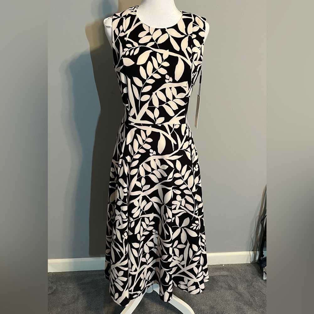 Calvin Klein dress, black white, midi dress